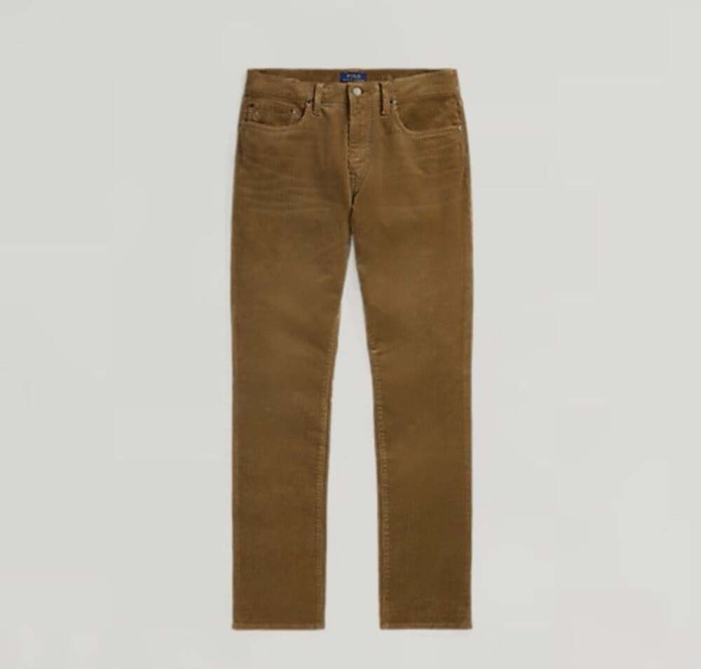 Polo Ralph Lauren Varick Slim Straight Corduroy Pants Mens 36 x 34 Beige Stretch